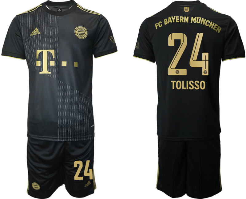 Men 2021-2022 Club Bayern Munich away black #24 Adidas Soccer Jersey->bayern munich jersey->Soccer Club Jersey